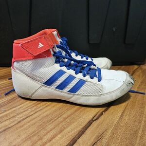 Adidas White and Blue High-Top Sneakers For Wrestling